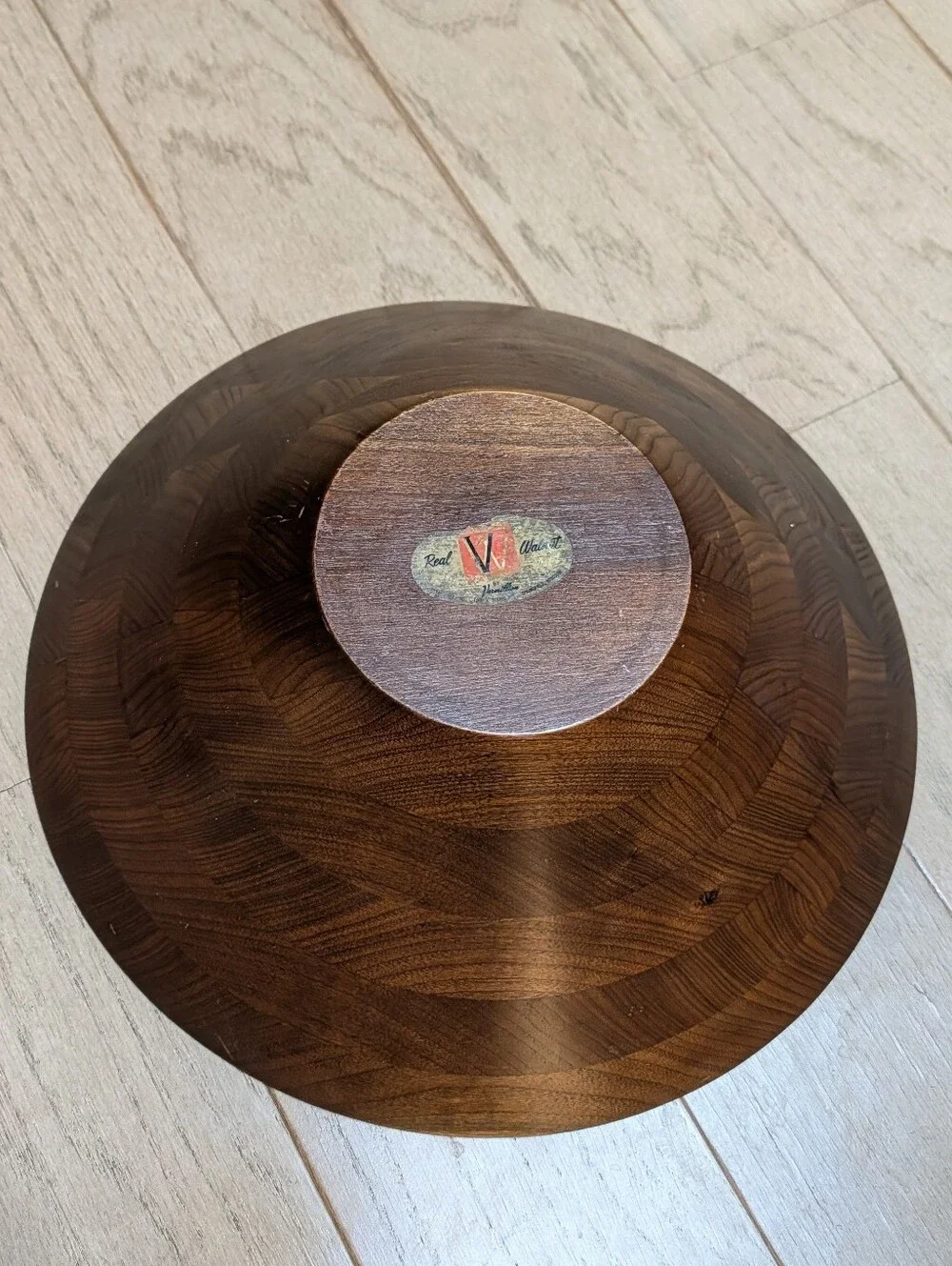 vintage mid century modern VERMILLION walnut bowl mcm